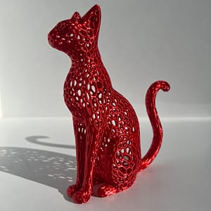 Statuetta gatto Voronoi – Scultura in 3D