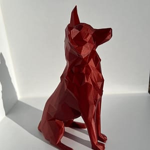 Statuetta cane in piedi low-poly in 3D
